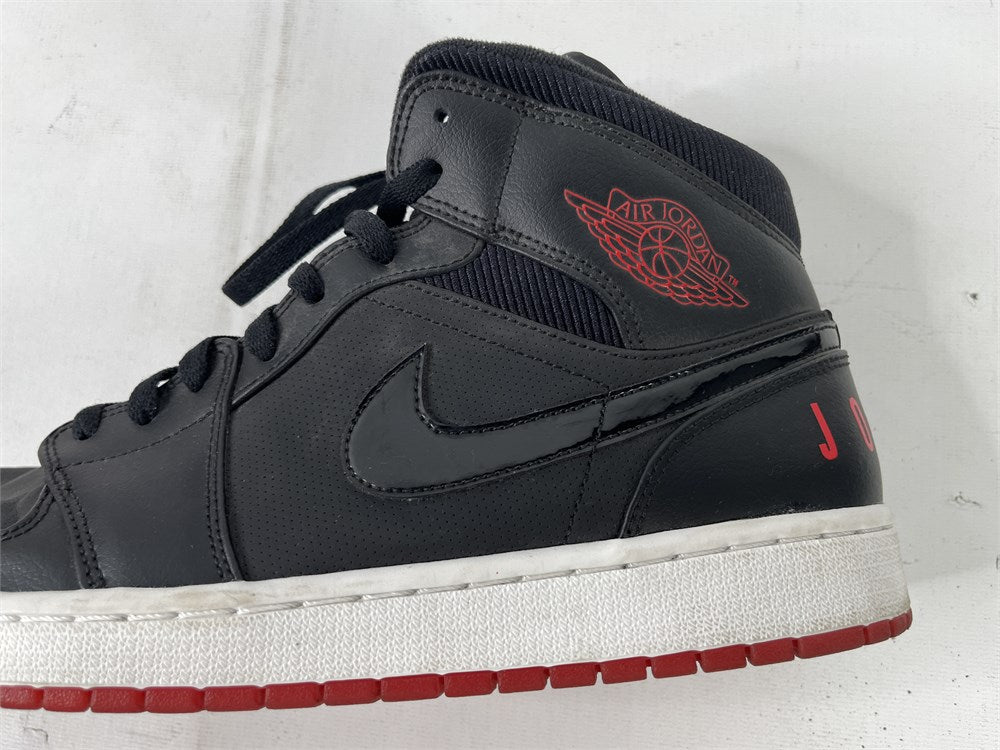 Air Jordan 1 Mid black red men's size 13 side profile