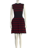 Alaia black and red printed flare dress front view