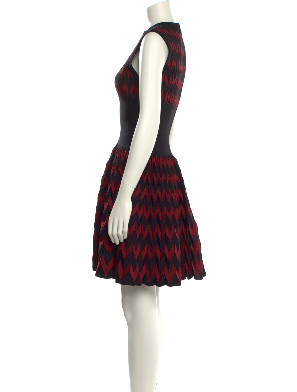 Alaia black and red printed flare dress side view