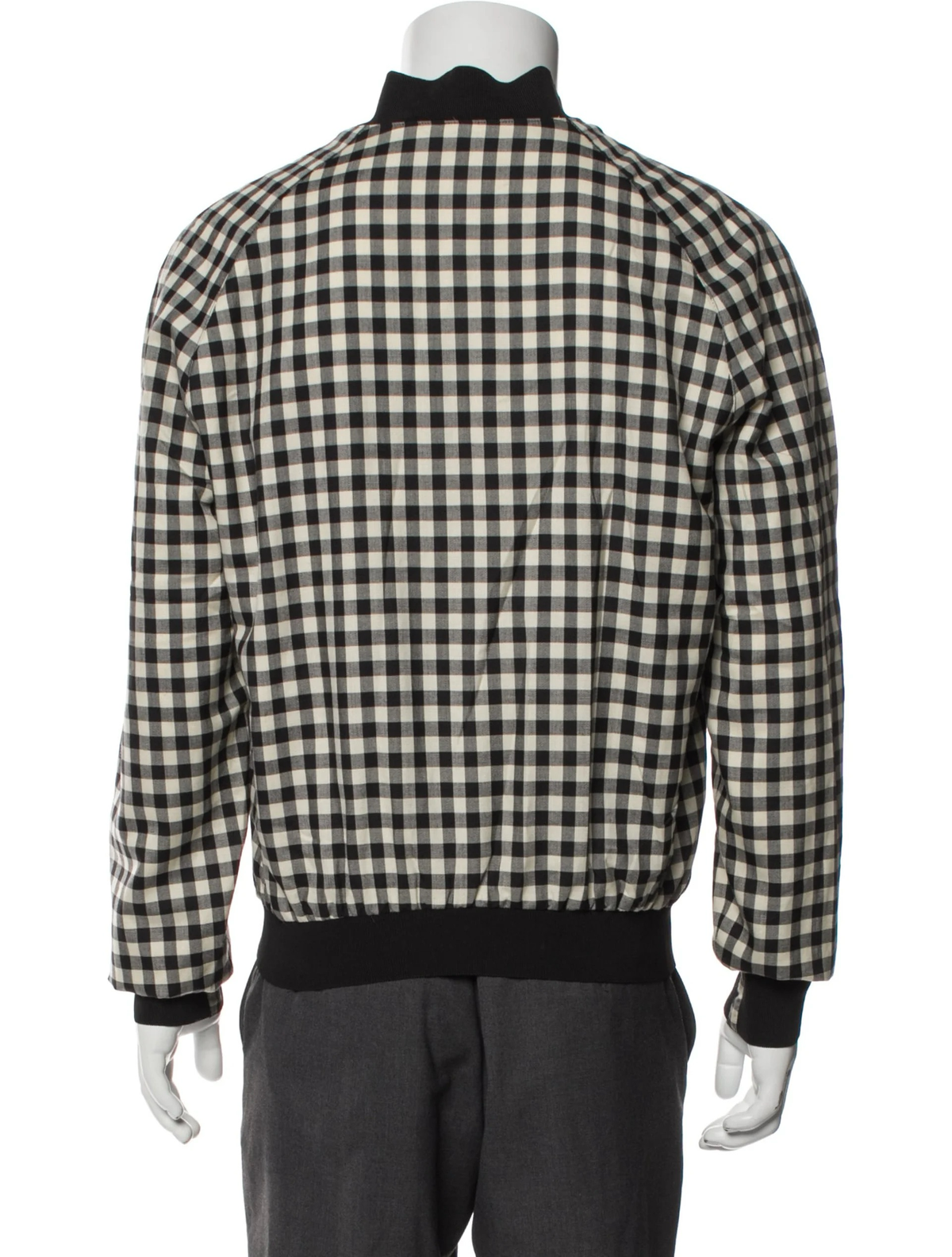 Alexander McQueen black and white plaid bomber jacket back view