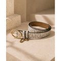 Michael Kors MK Logo Belt Coated Canvas Vanilla Gold Charm Women M