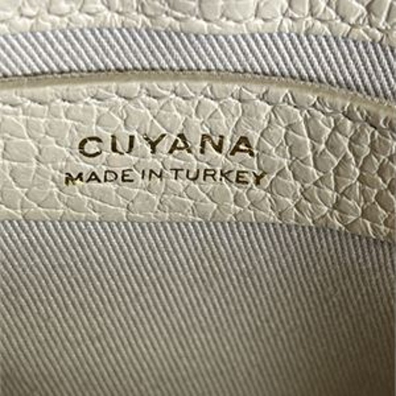 Cuyana Cream Leather Oval Zip Crossbody Bag Made in Turkey