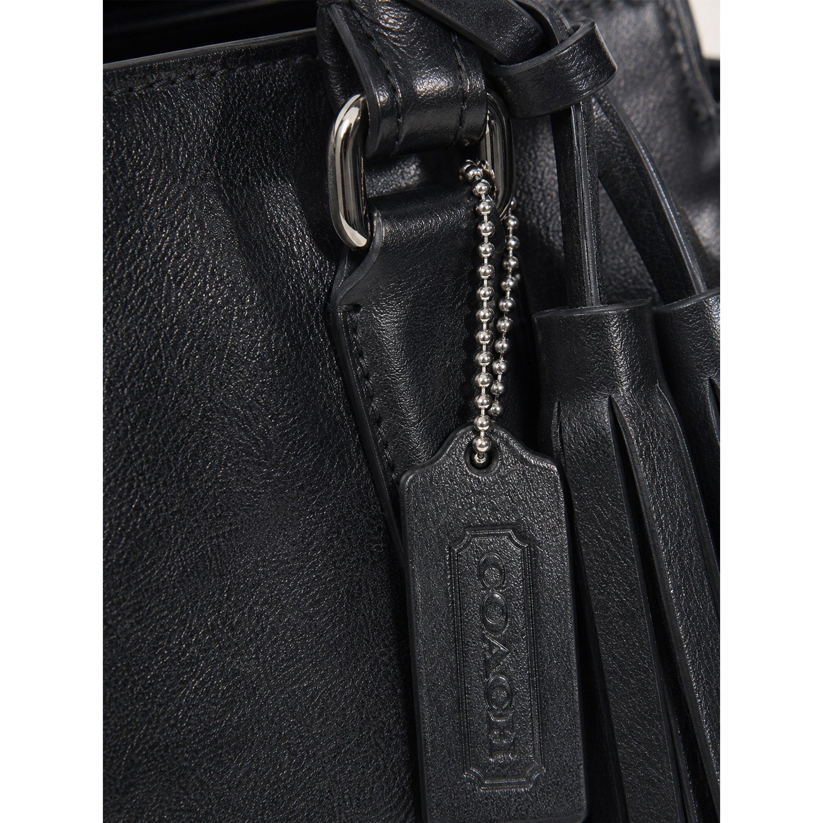 Coach Legacy Candace Black Leather Tote Bag Tassel Satchel