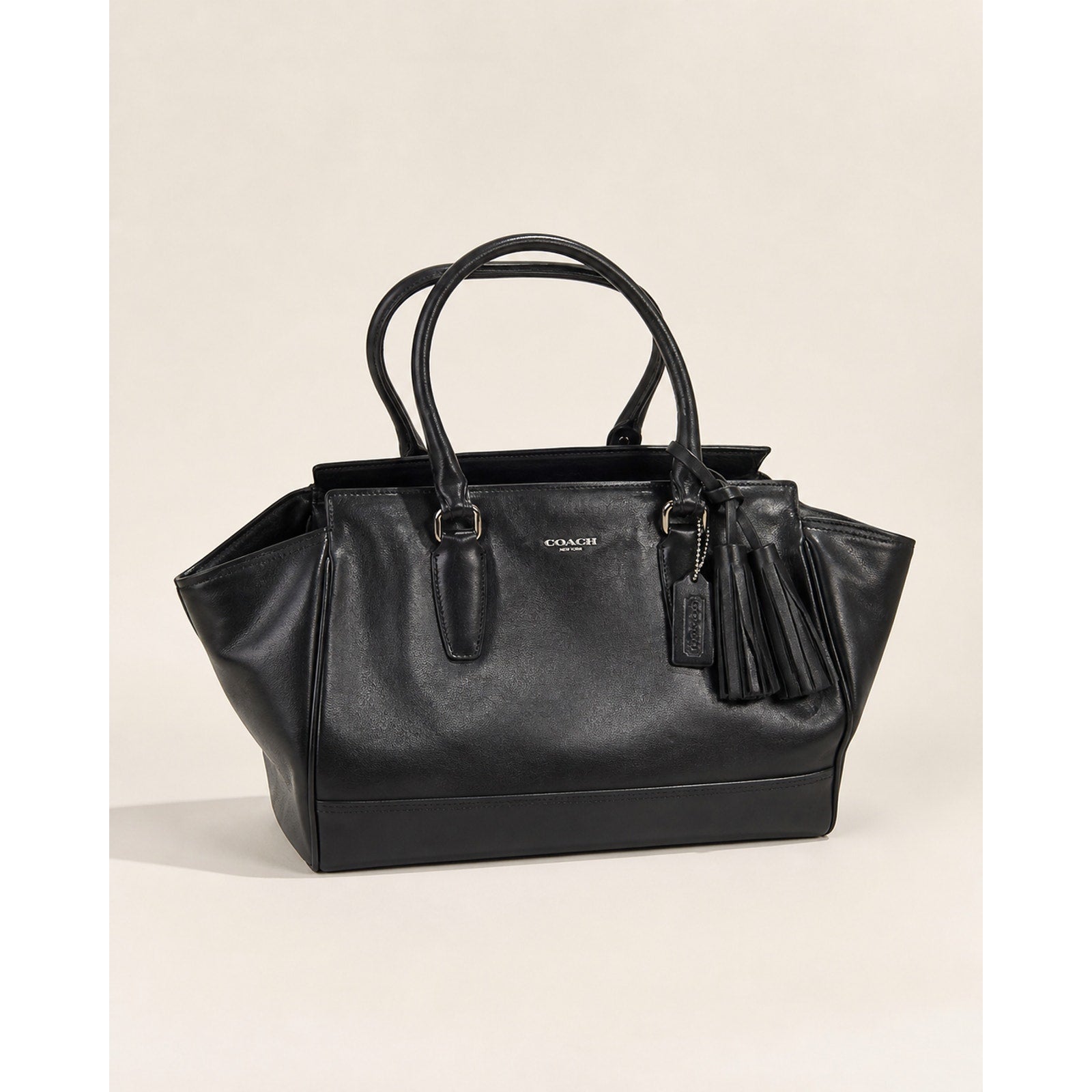 Coach Legacy Candace Black Leather Tote Bag Tassel Satchel
