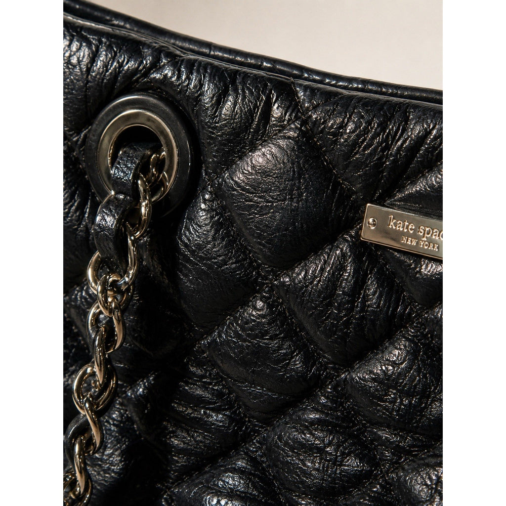 Kate Spade New York Black Quilted Leather Chain Tote Bag