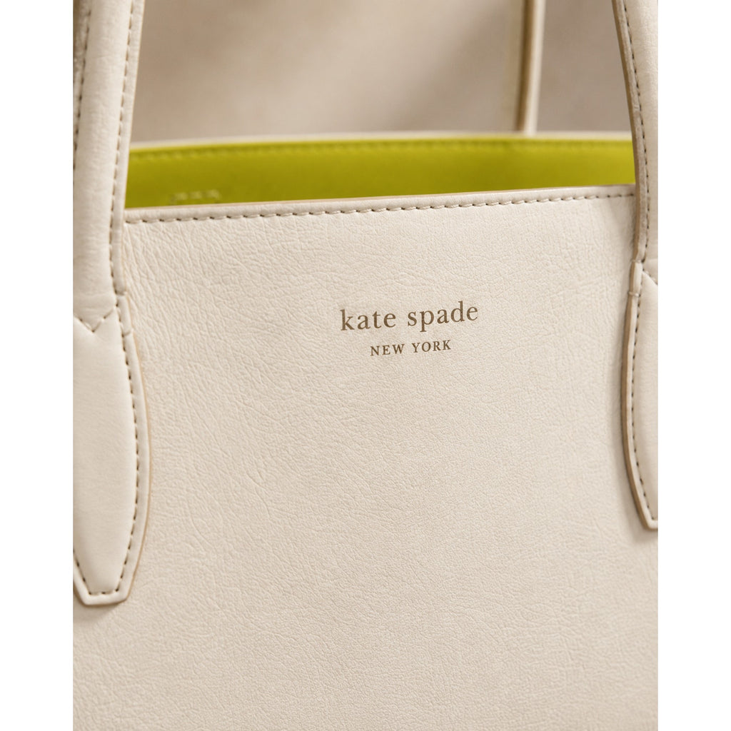 Kate Spade All Day Large Cream Lime Leather Tote Work Bag