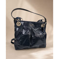 Coach Kristin Pleated Patent Leather Hobo Crossbody Shoulder Bag Blue