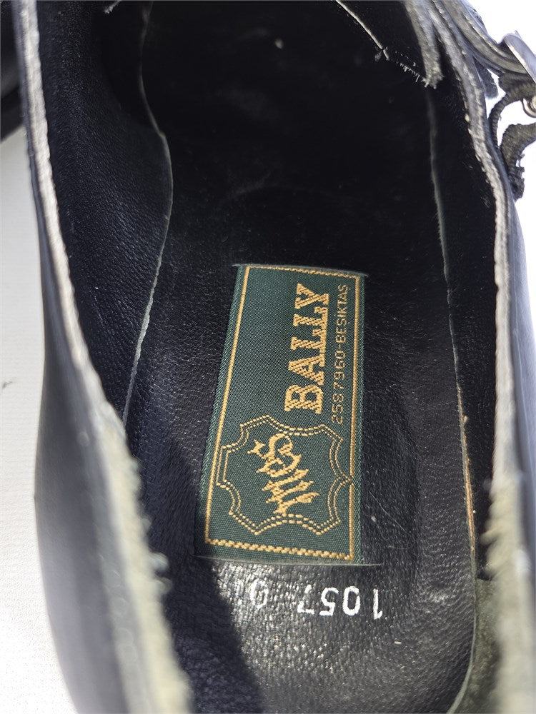 Bally black leather double monk strap dress shoes men's size 10 insole label detail