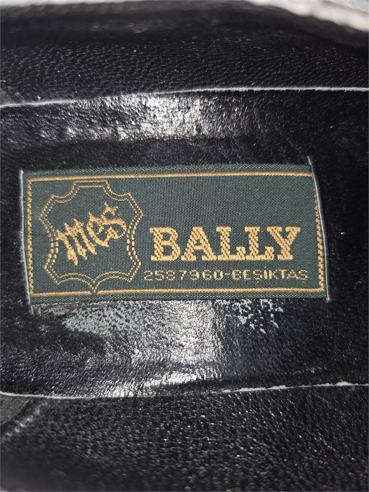 Bally black leather double monk strap dress shoes men's size 10 label close-up