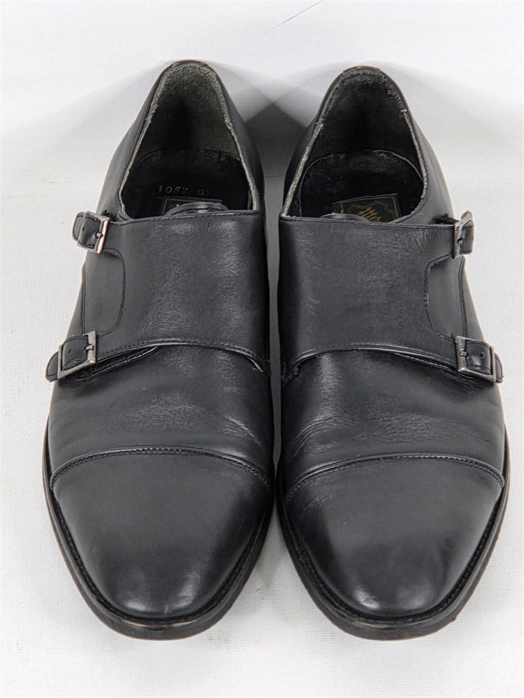 Bally black leather double monk strap dress shoes men's size 10 top view