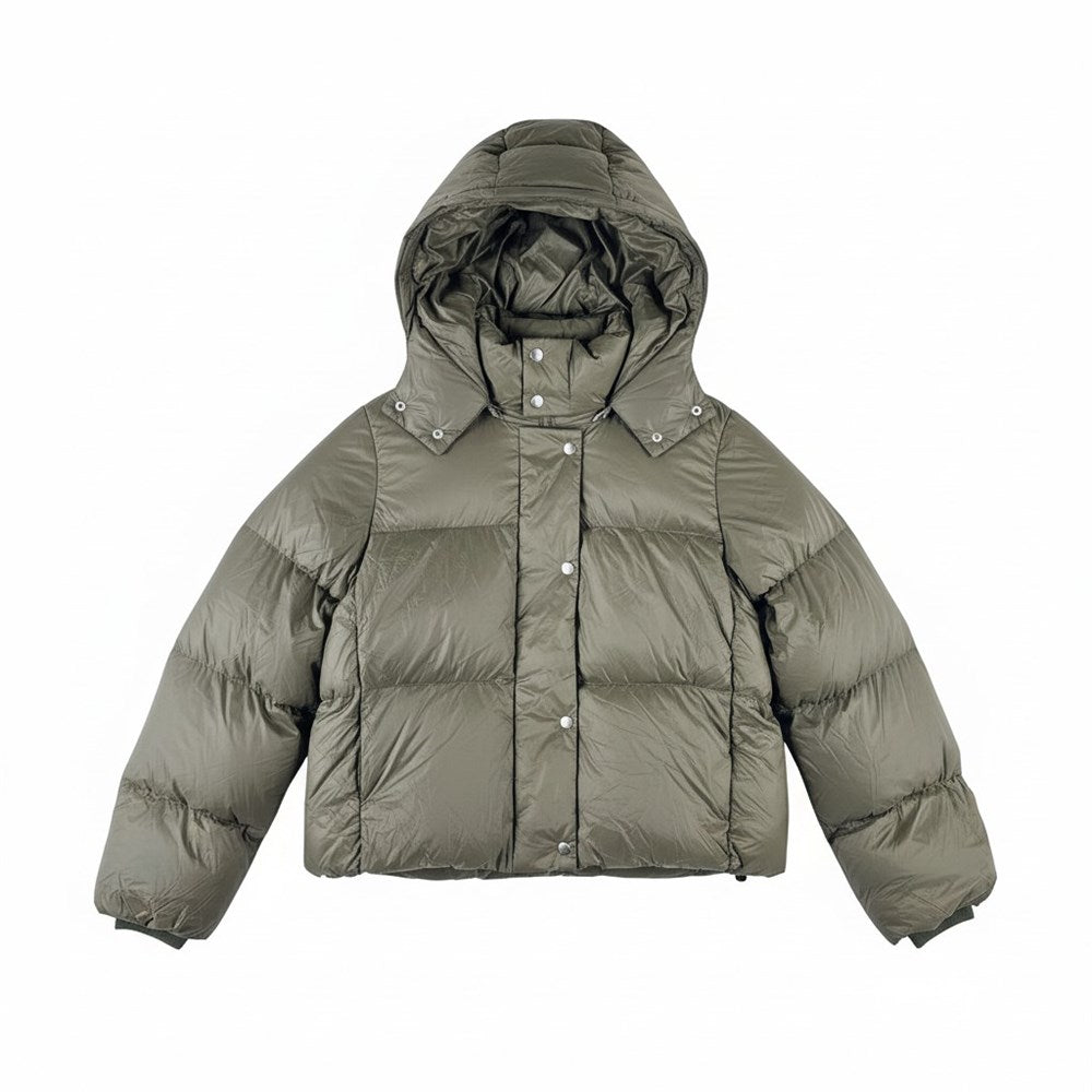 Banana Republic women's olive water-repellent hooded puffer jacket size small