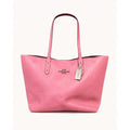 Coach Pebbled Leather Large Tote Bag Pink Striped Lining Silver Hardware