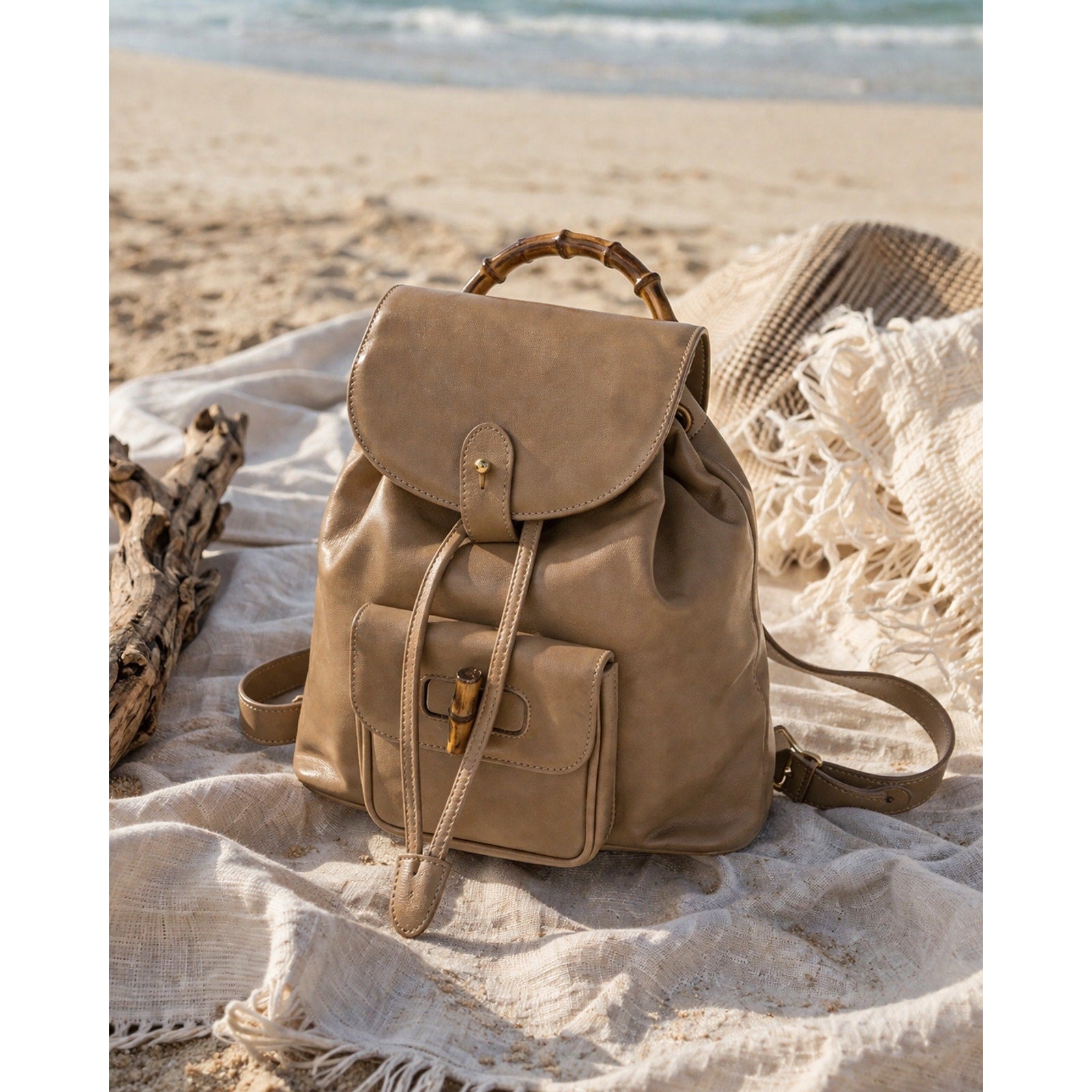 Gucci Bamboo Mini Vintage Backpack Leather Beige