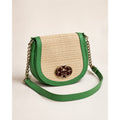 Emma Fox New Port Green Leather Woven Flap Crossbody Bag