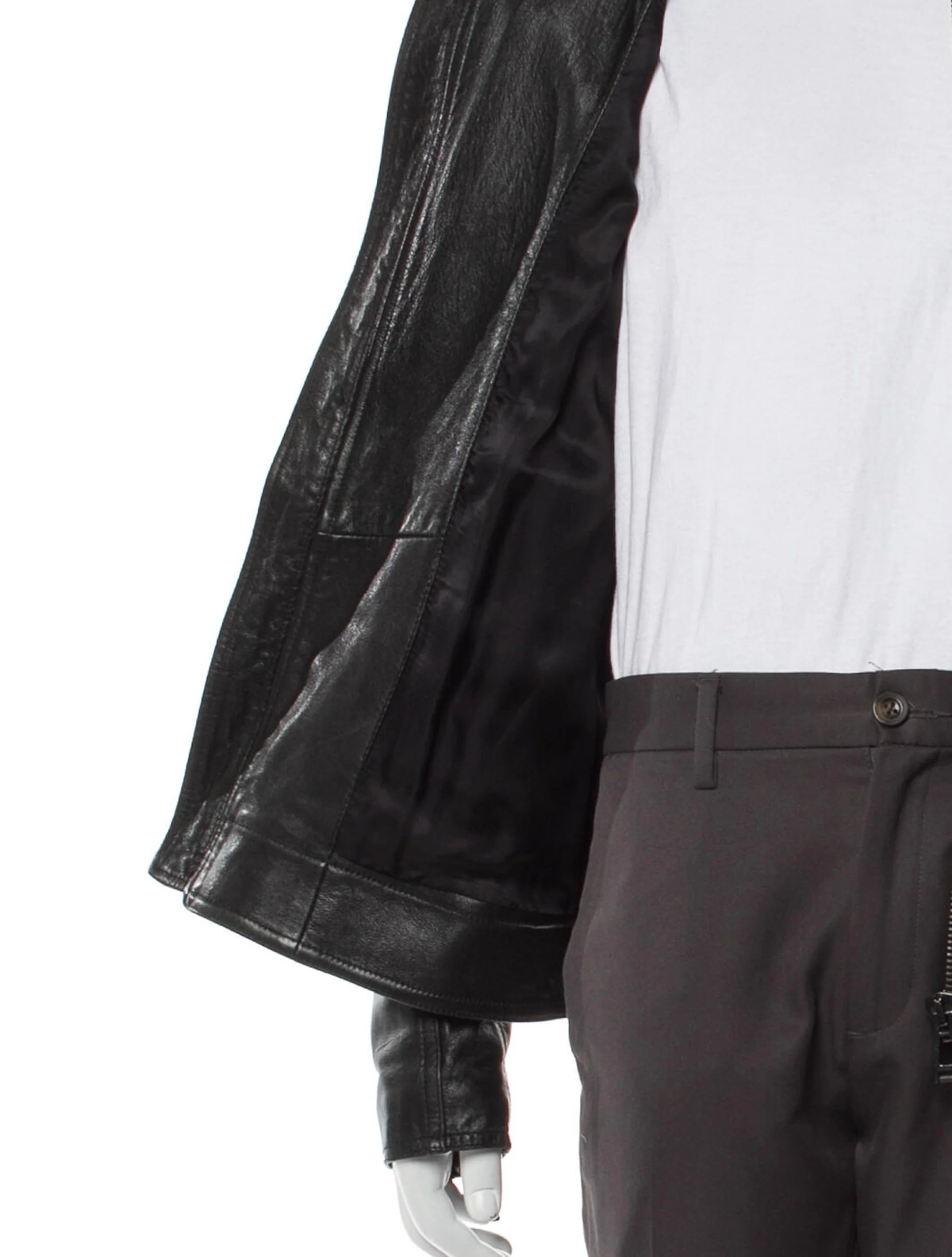 Belstaff brown leather moto jacket detail view