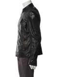 Belstaff brown leather moto jacket side view