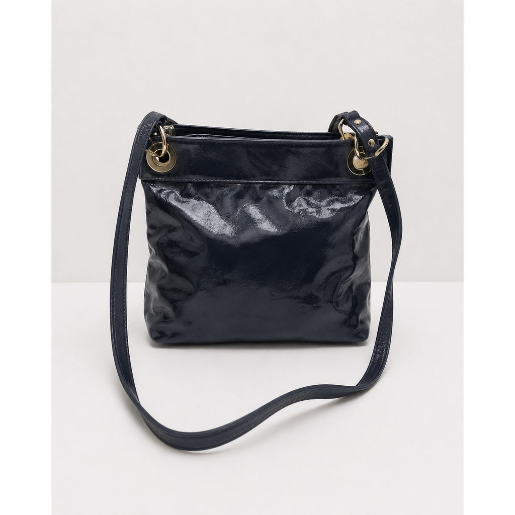 Coach Kristin Pleated Patent Leather Hobo Crossbody Shoulder Bag Blue