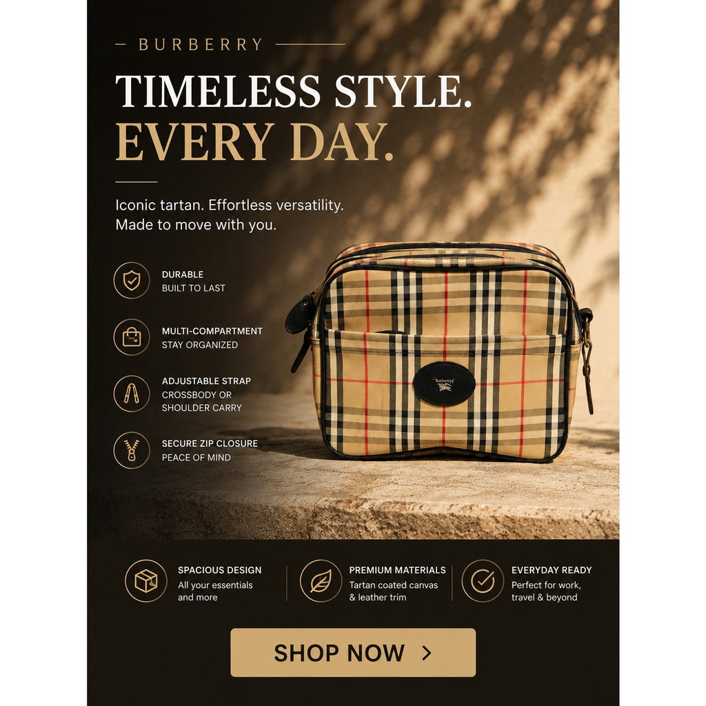 Burberry Nova Check Messenger Bag Coated Canvas Leather Crossbody