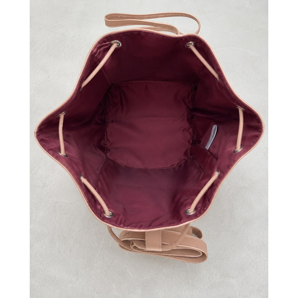 Ralph Lauren Romance Pink Faux Leather Drawstring Bucket Tote NWT
