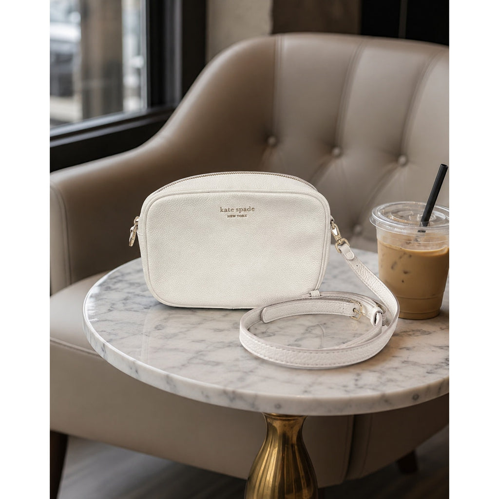 Kate Spade Emma Camera Bag Parchment Pebbled Leather Crossbody KK072