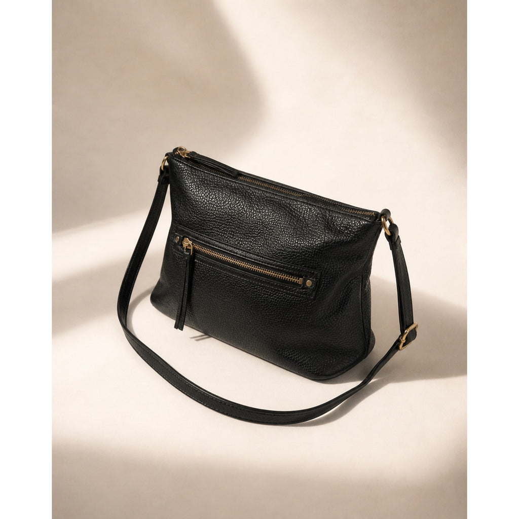 Michael Kors Rhea Black Pebbled Leather Shoulder Bag
