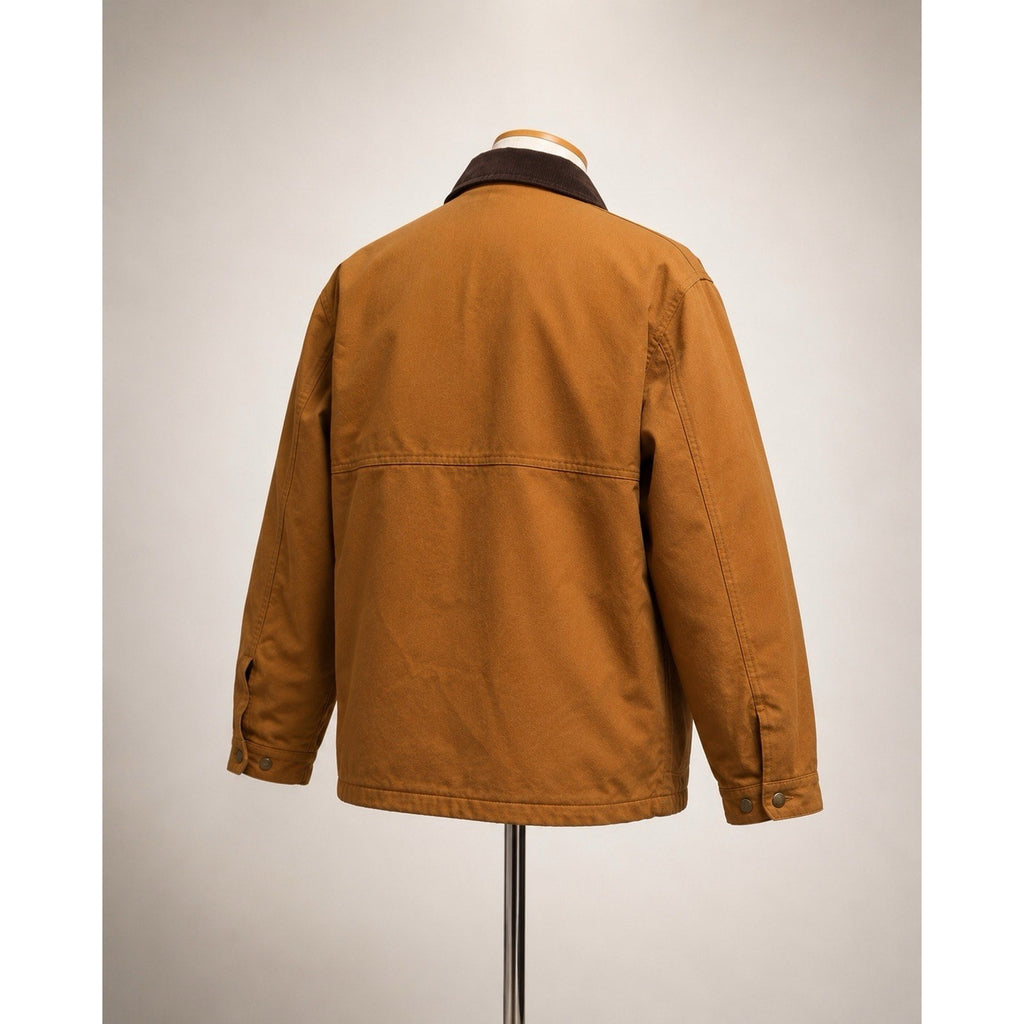 Ben Davis Original Canvas Chore Jacket Brown Corduroy Collar XL