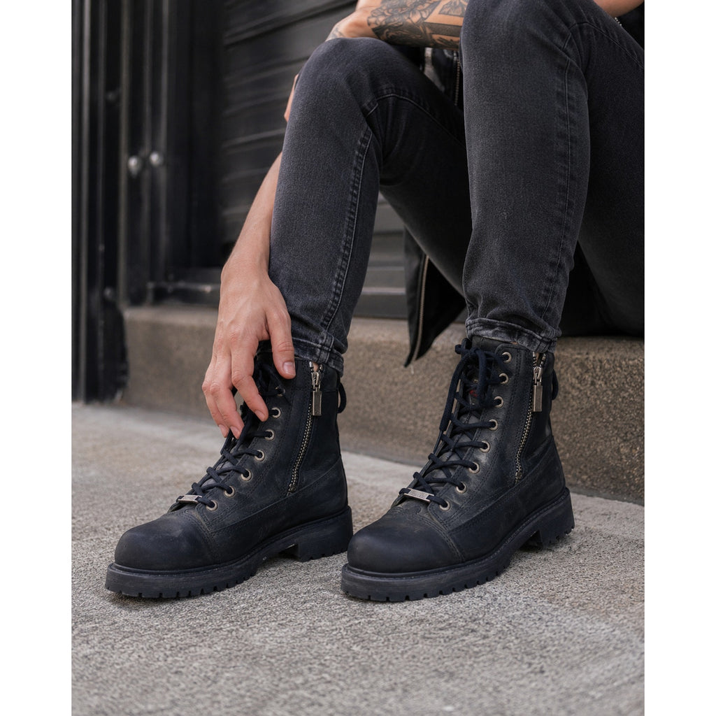 Milwaukee Accelerator MB208 Women's 7.5 Black Leather Motorcycle Boots