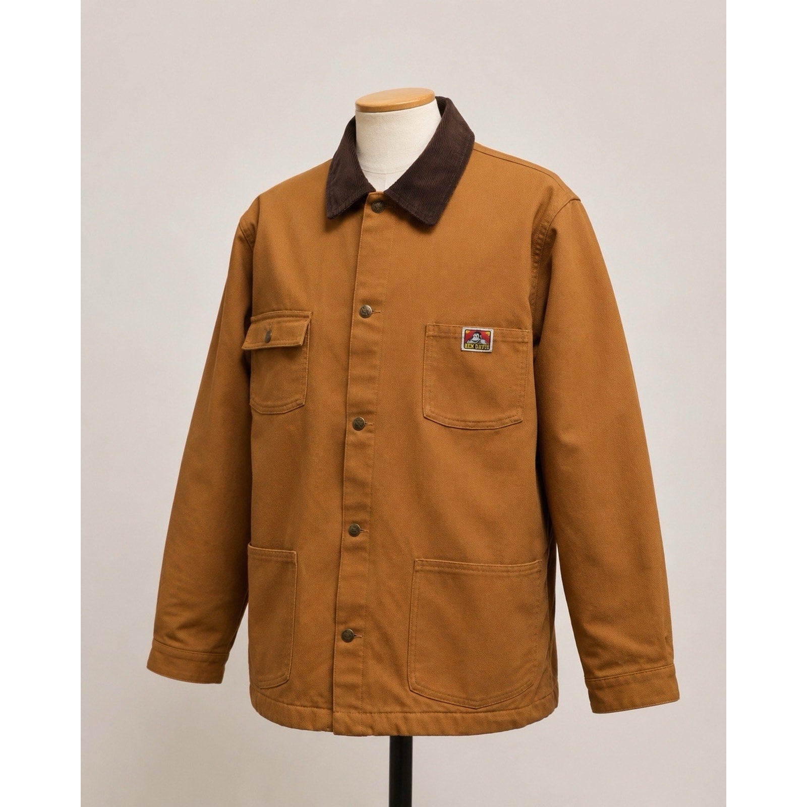 Ben Davis Original Canvas Chore Jacket Brown Corduroy Collar XL