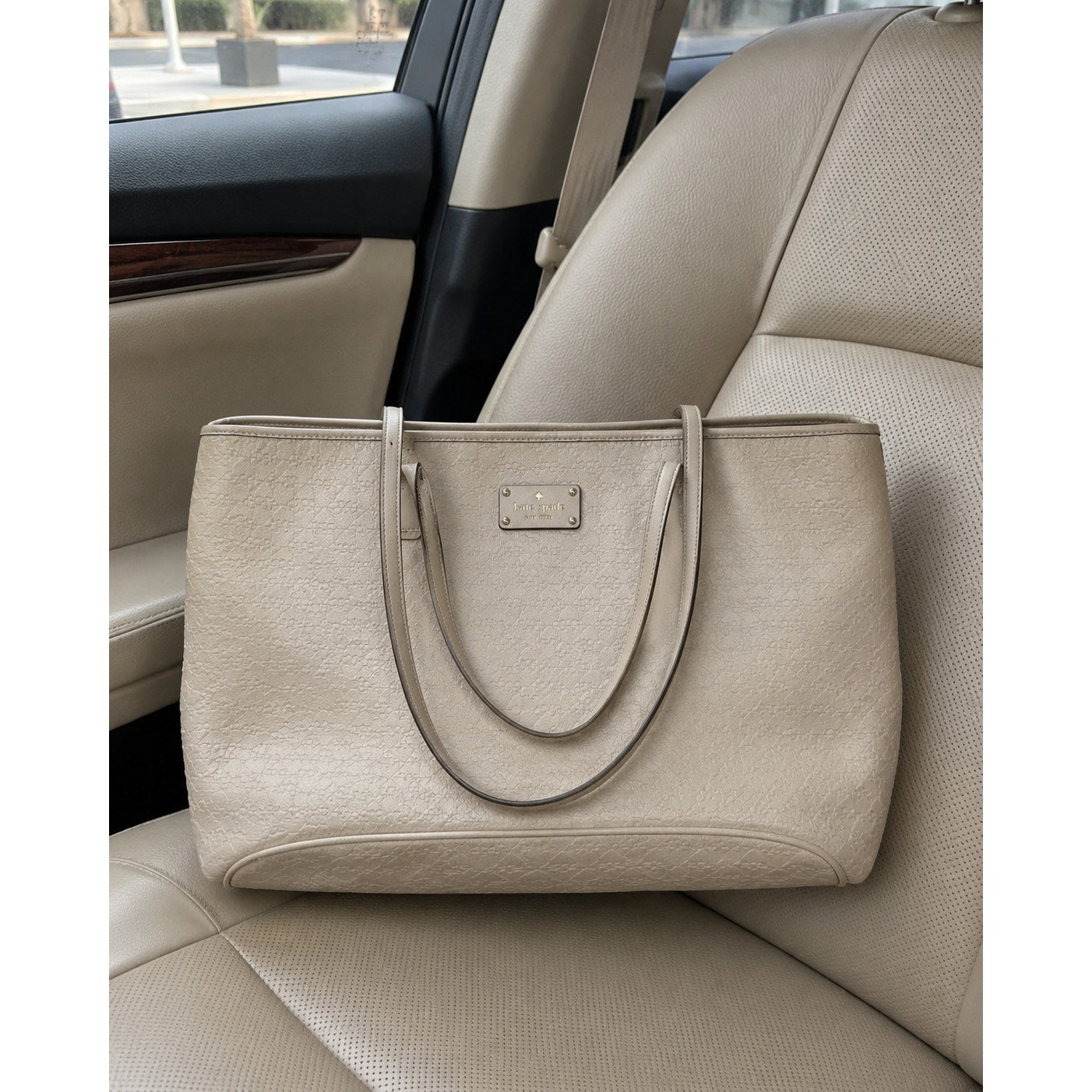 Kate Spade Penn Place Margareta Large Tan Embossed Leather Tote