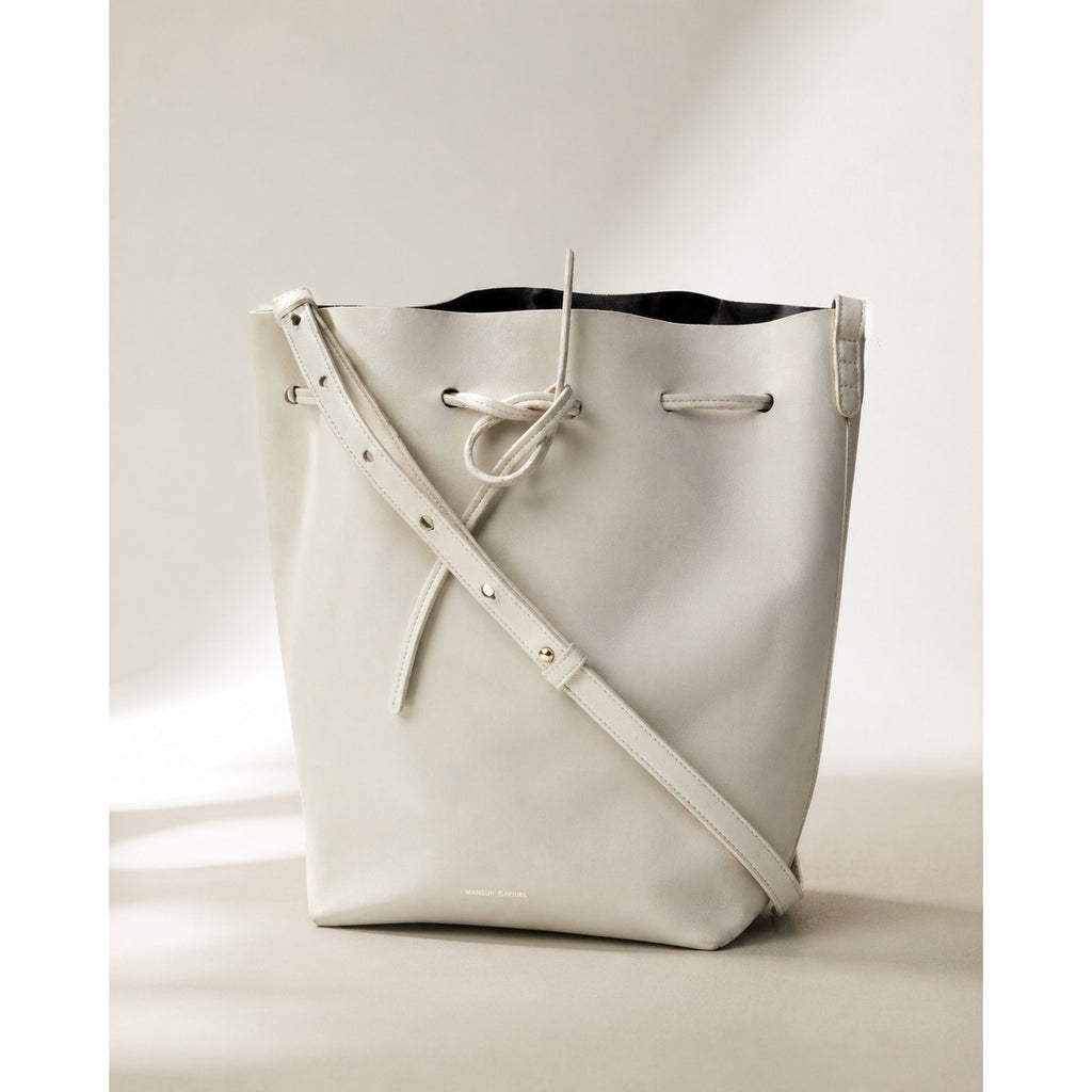 Mansur Gavriel Bucket Bag White Leather Drawstring Shoulder Crossbodyebay form