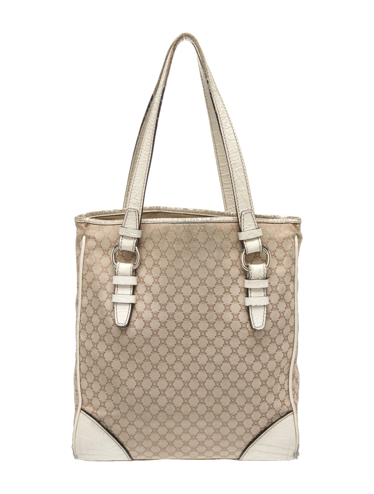 Vintage Celine neutral logo canvas tote back view