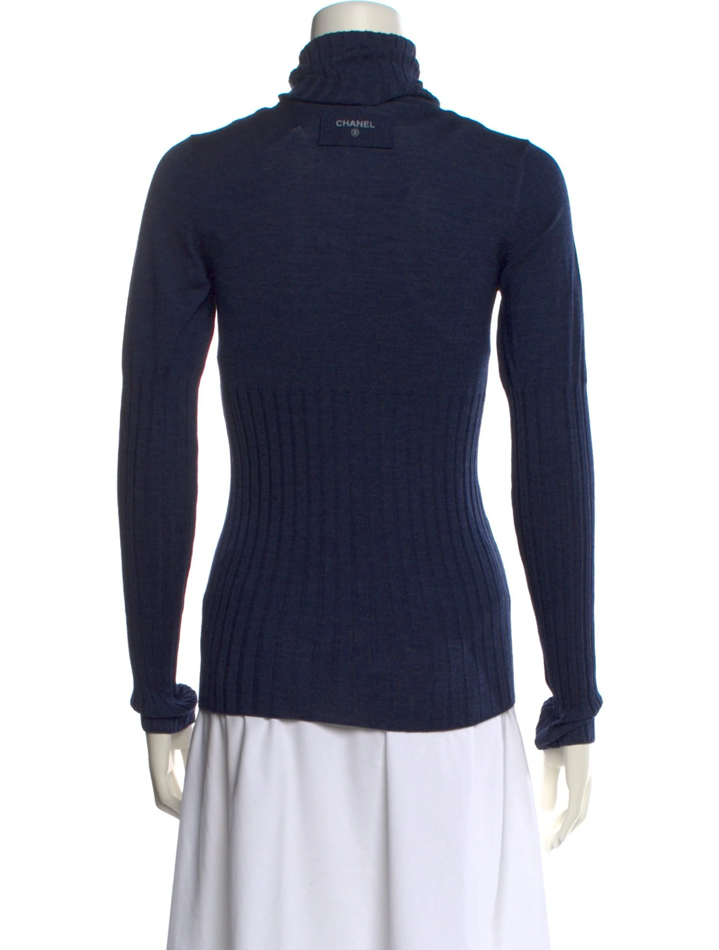 Chanel 2010 blue wool silk turtleneck sweater back view