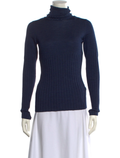 Chanel 2010 blue wool silk turtleneck sweater front view