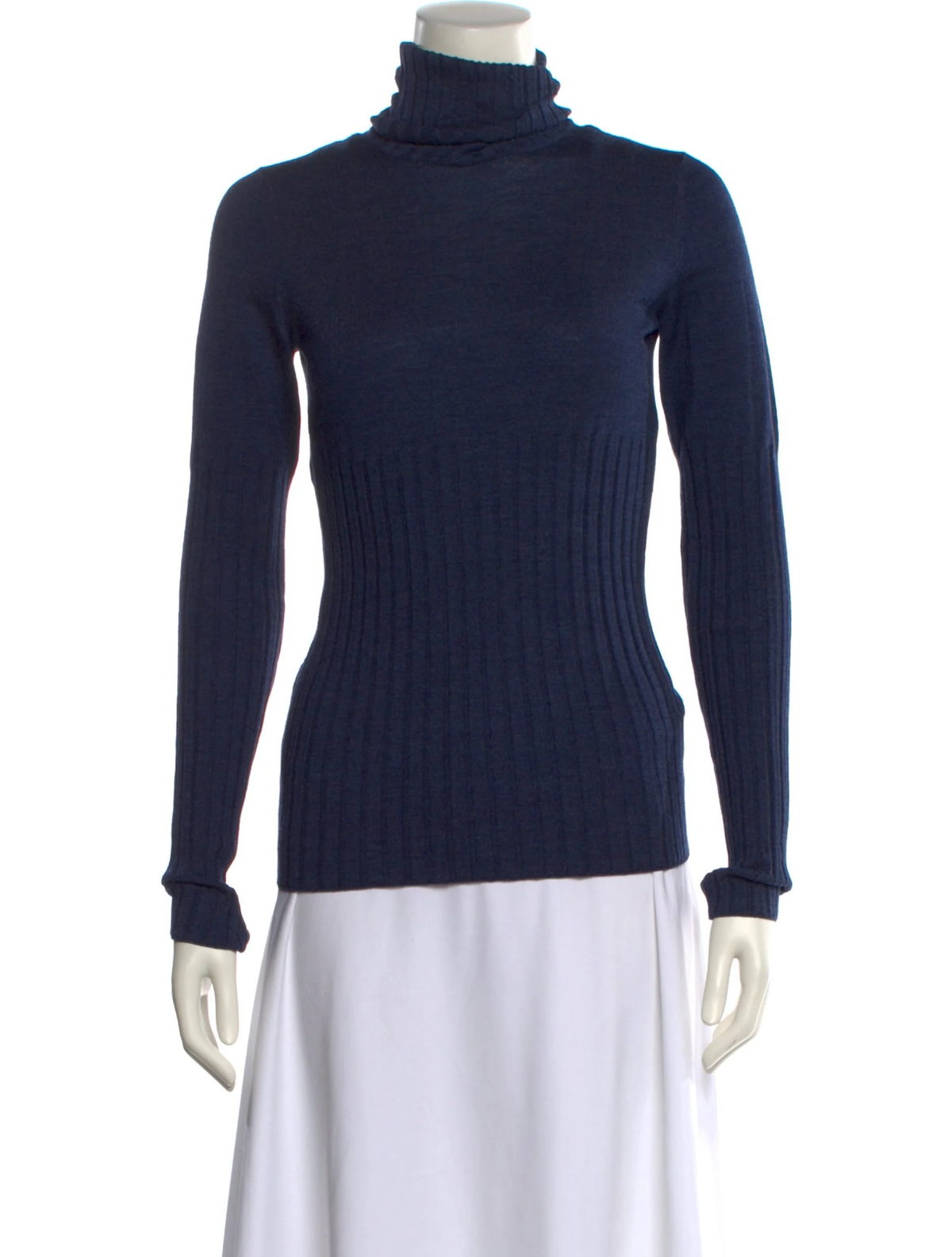 Chanel 2010 blue wool silk turtleneck sweater front view