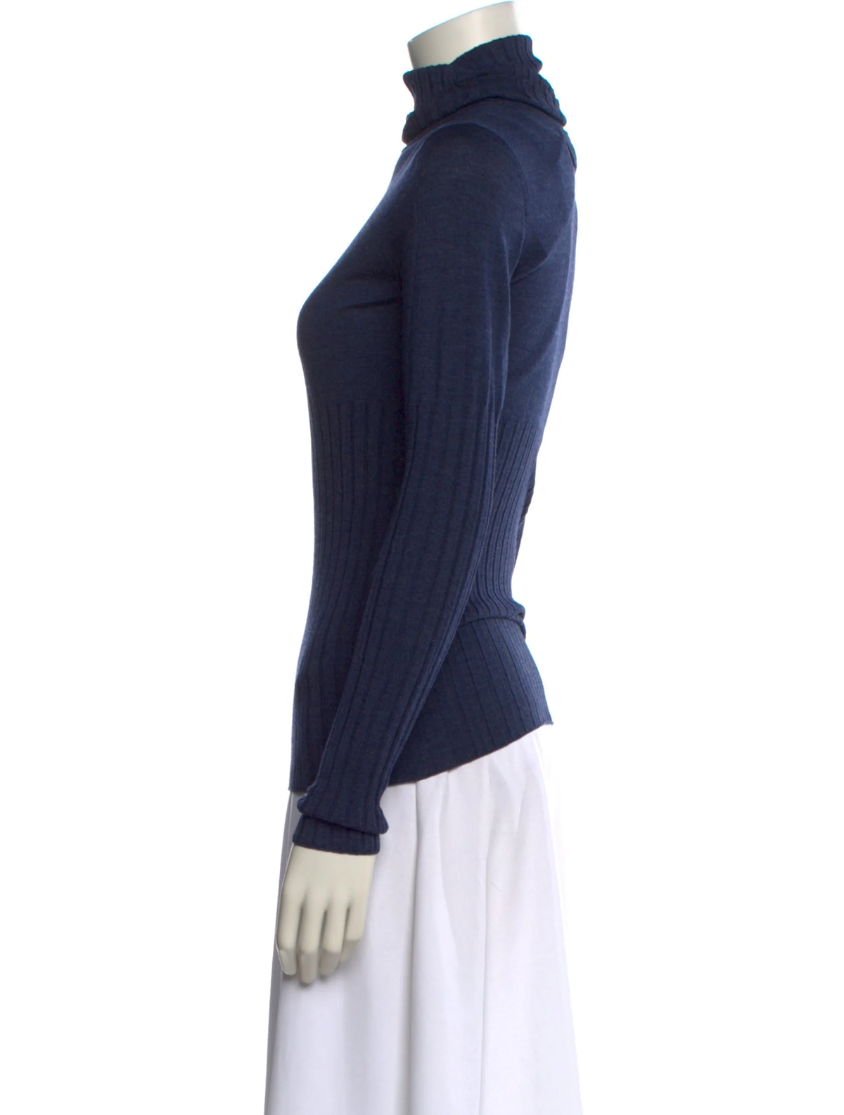 Chanel 2010 blue wool silk turtleneck sweater side view