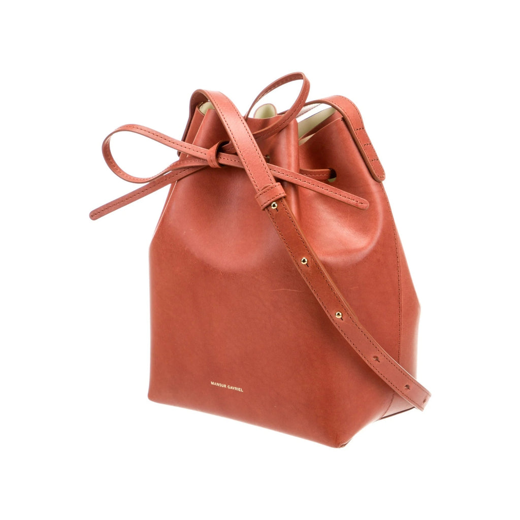 Mansur Gavriel Leather Bucket Bag Brown Drawstring Crossbody