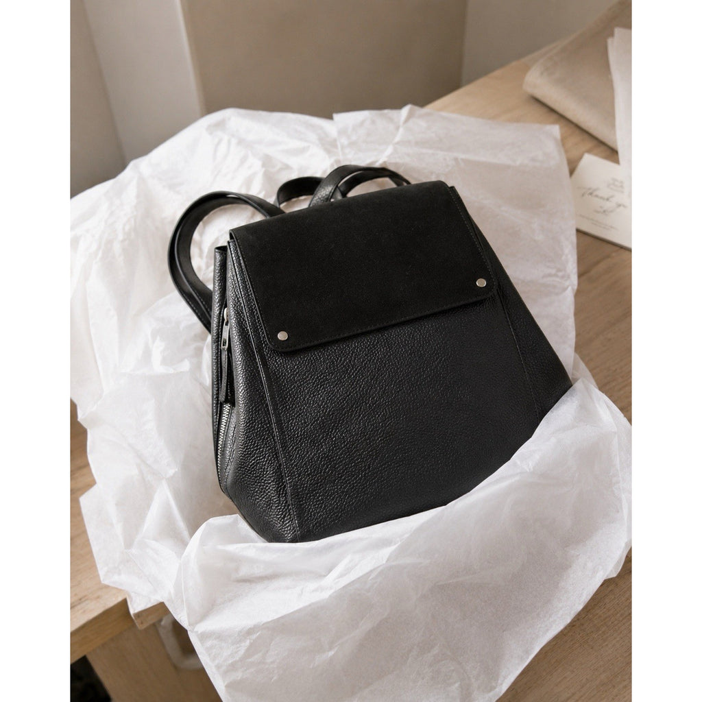 Treasure & Bond Amari Convertible Leather Backpack Black Pebbled