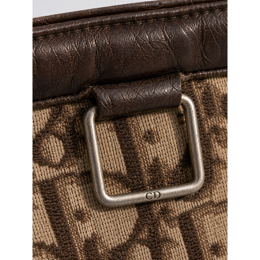 Christian Dior Vintage Trotter Monogram Canvas Clutch Bag Brown Beige