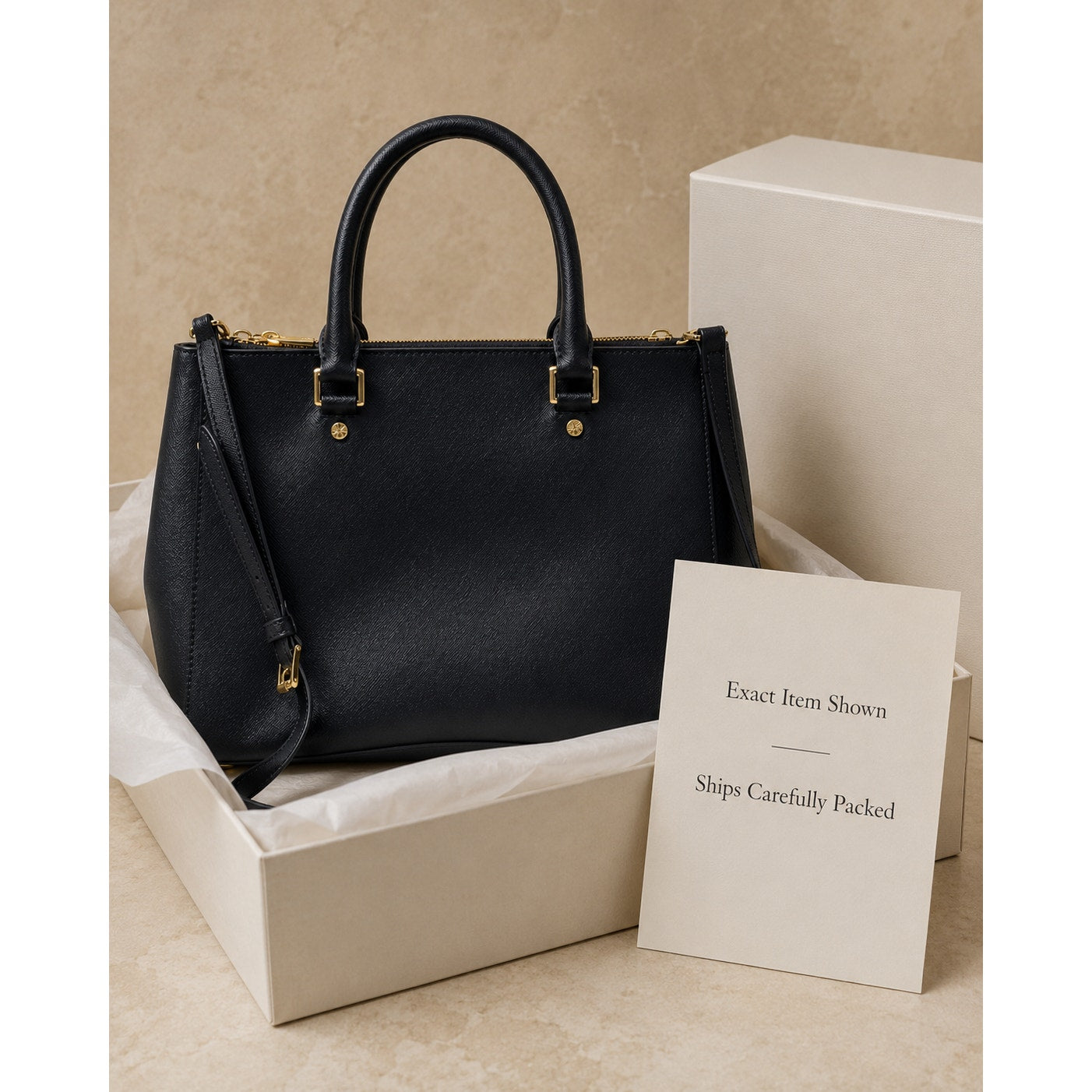 Michael Kors Sutton Medium Saffiano Leather Satchel Navy Blue