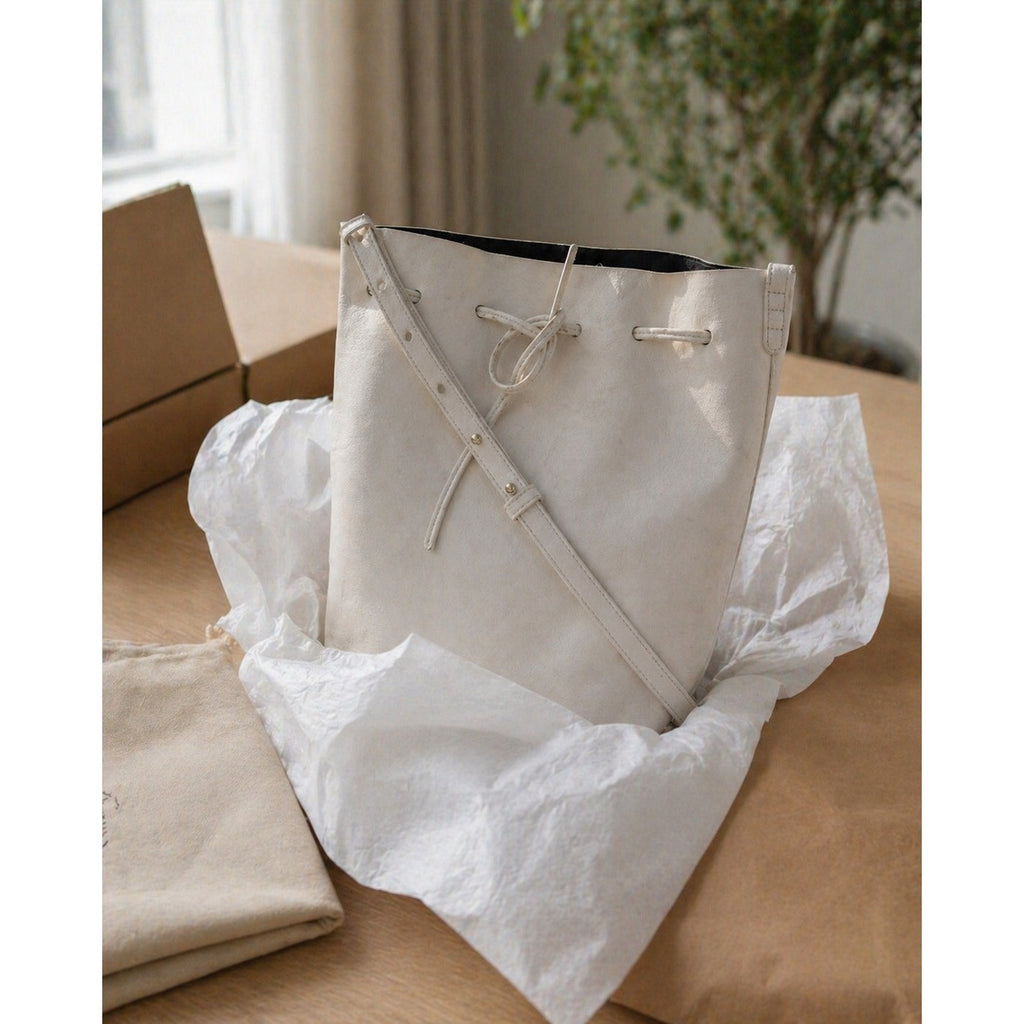Mansur Gavriel Bucket Bag White Leather Drawstring Shoulder Crossbodyebay form