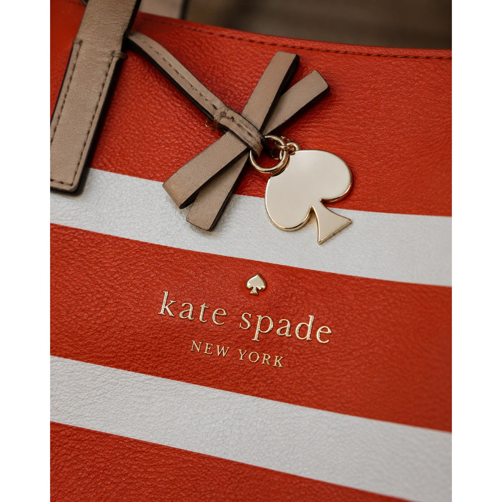Kate Spade Hawthorne Lane Ryan Orange White Striped Tote Bag