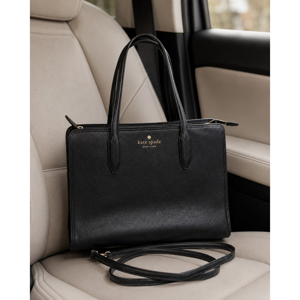 Kate Spade Monica Medium Pebbled Leather Satchel Black WKR00240