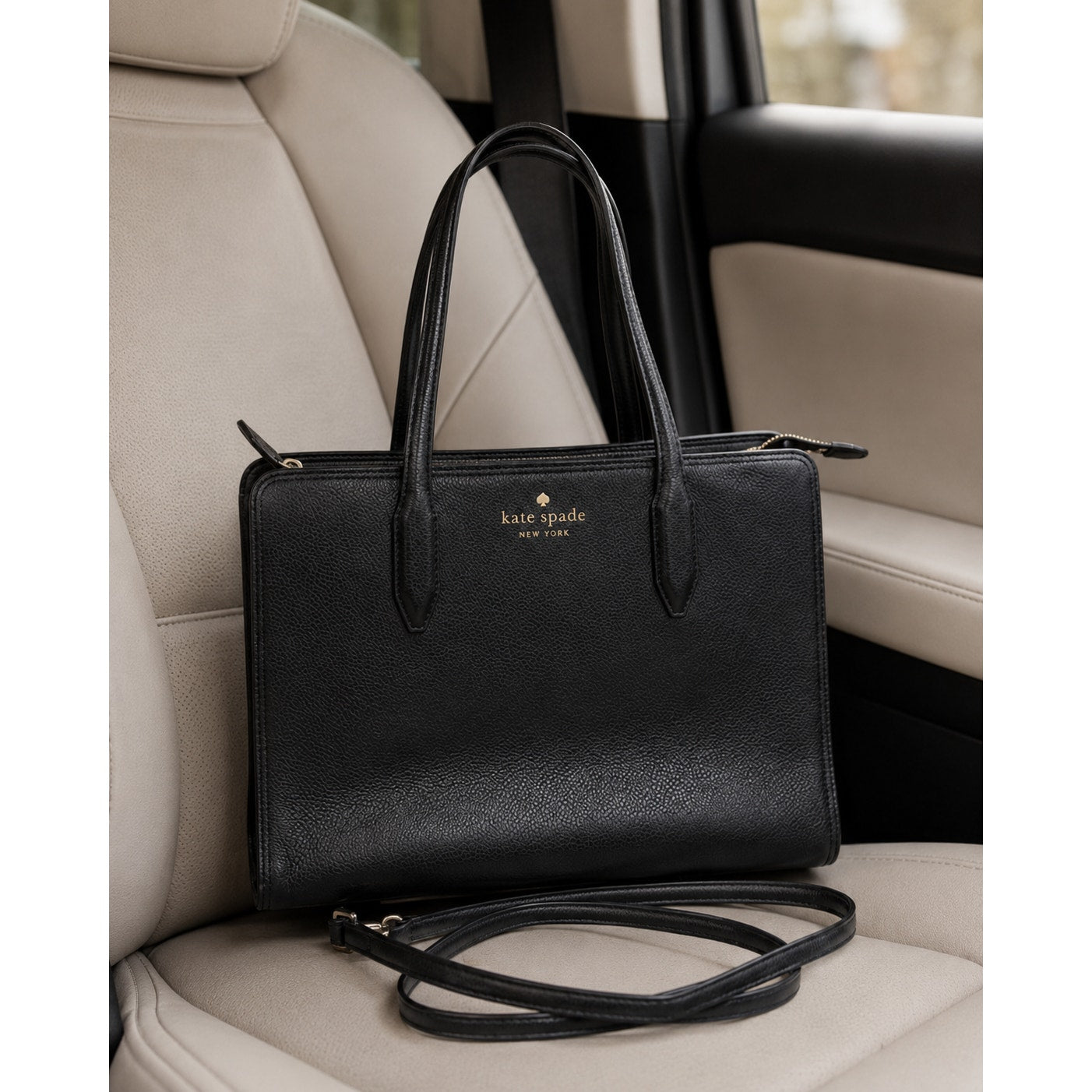 Kate Spade Monica Medium Pebbled Leather Satchel Black WKR00240