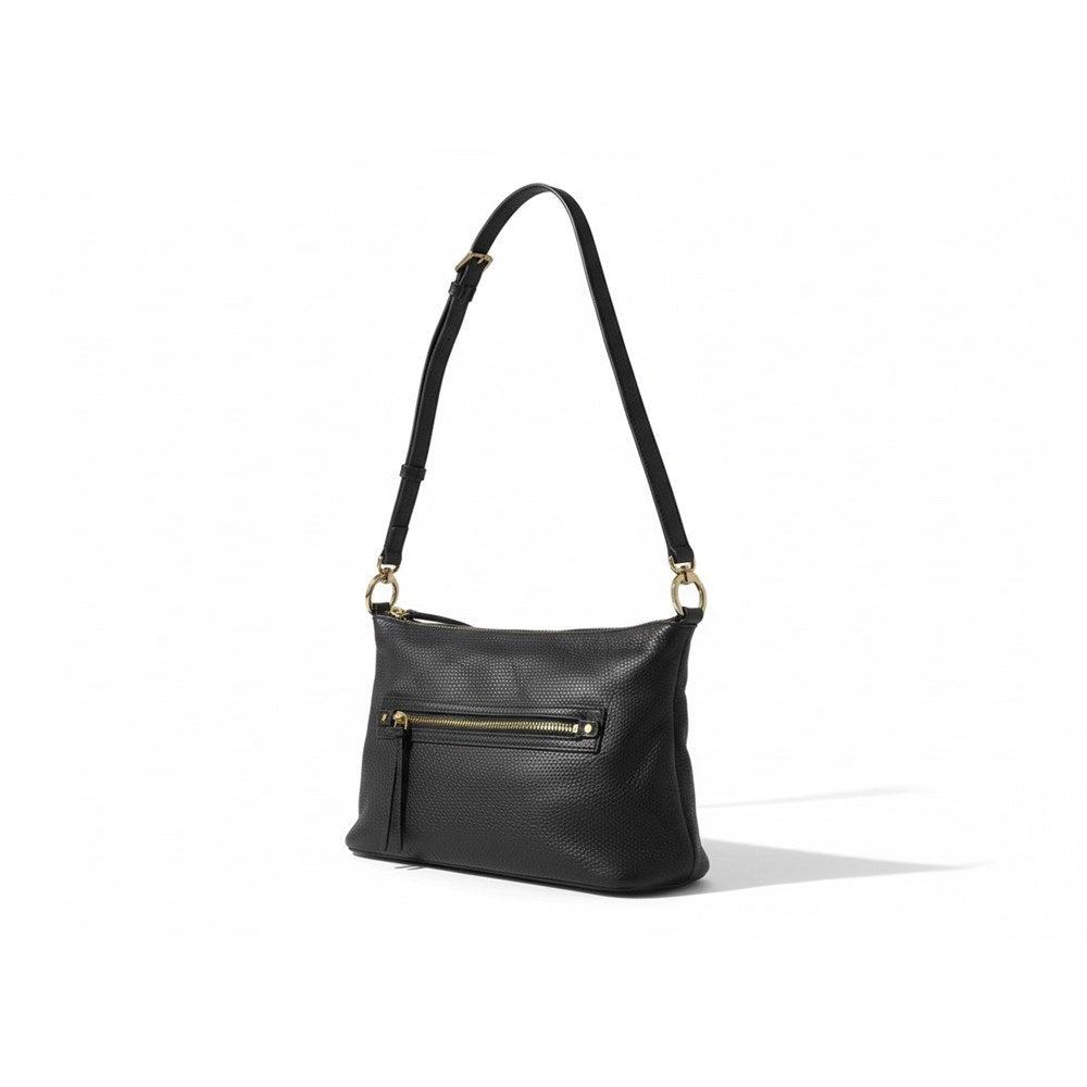 Michael Kors Rhea Black Pebbled Leather Shoulder Bag