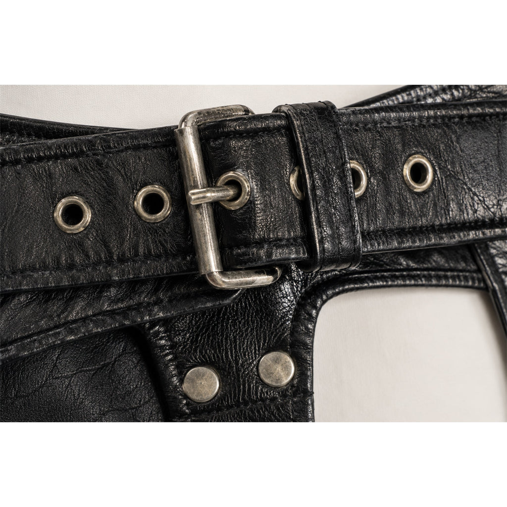 First Classics Leather Motorcycle Chaps Black Adjustable Unisex NWT