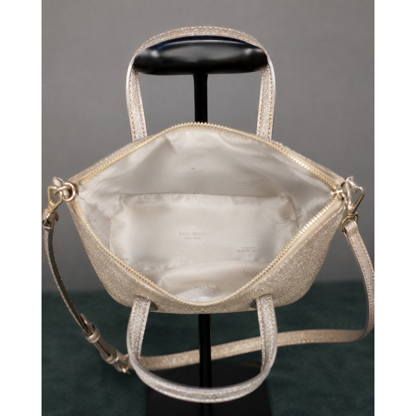 Kate Spade Glitter Glimmer Small Gold Satchel Crossbody Bag