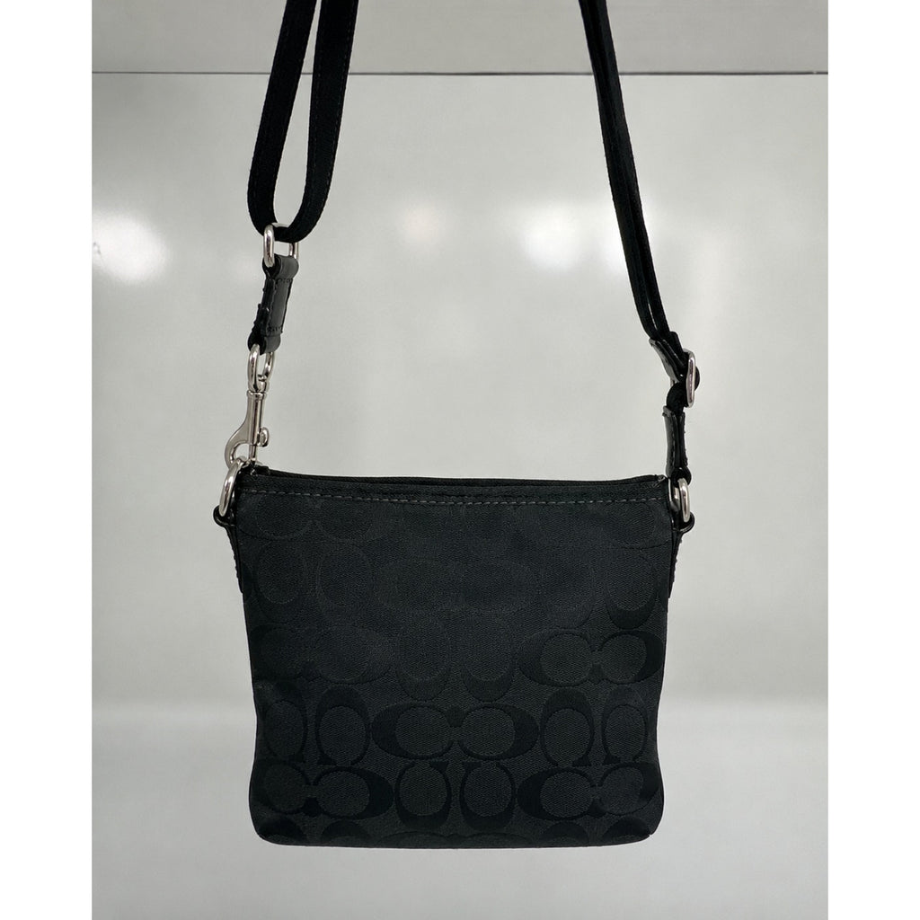Coach Penelope Signature Jacquard Turnlock Crossbody Black Y2K
