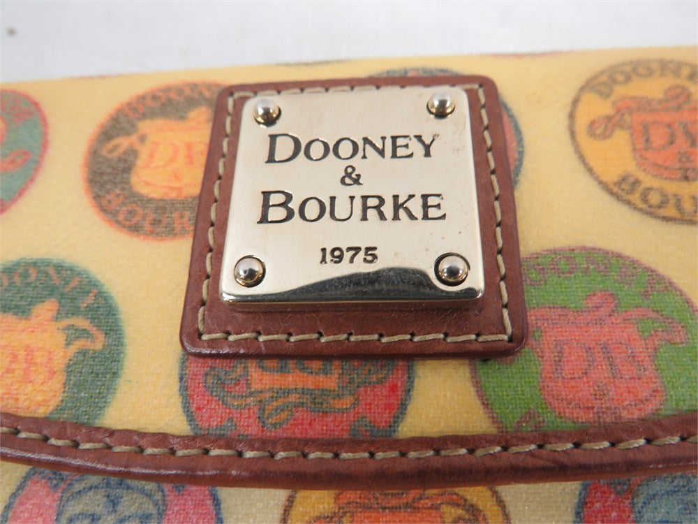 Dooney & Bourke multicolor matching wallet logo plaque detail