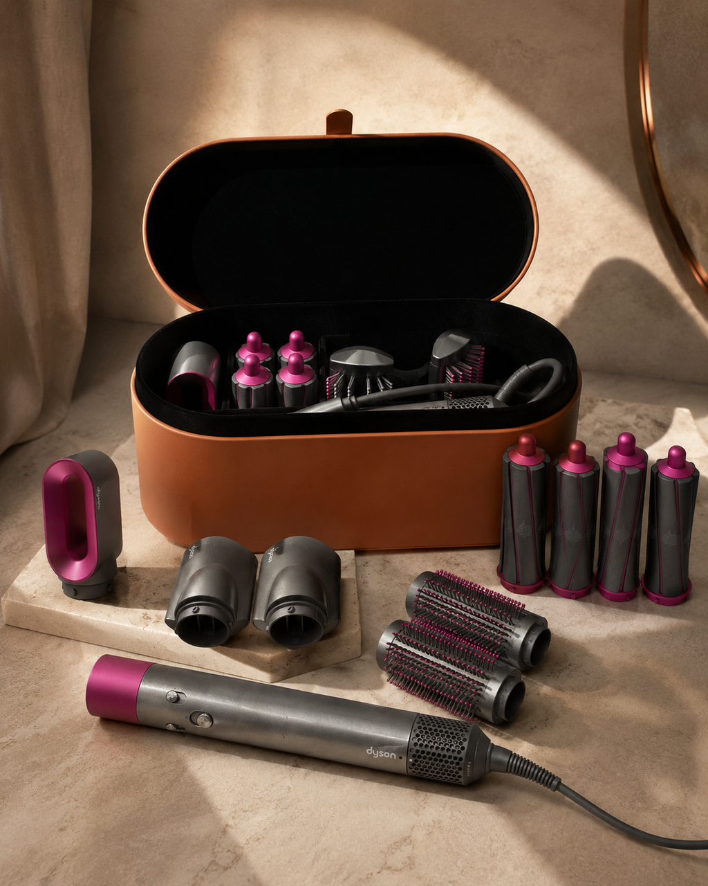 Dyson Airwrap multi-styler with storage case and attachments alternate view