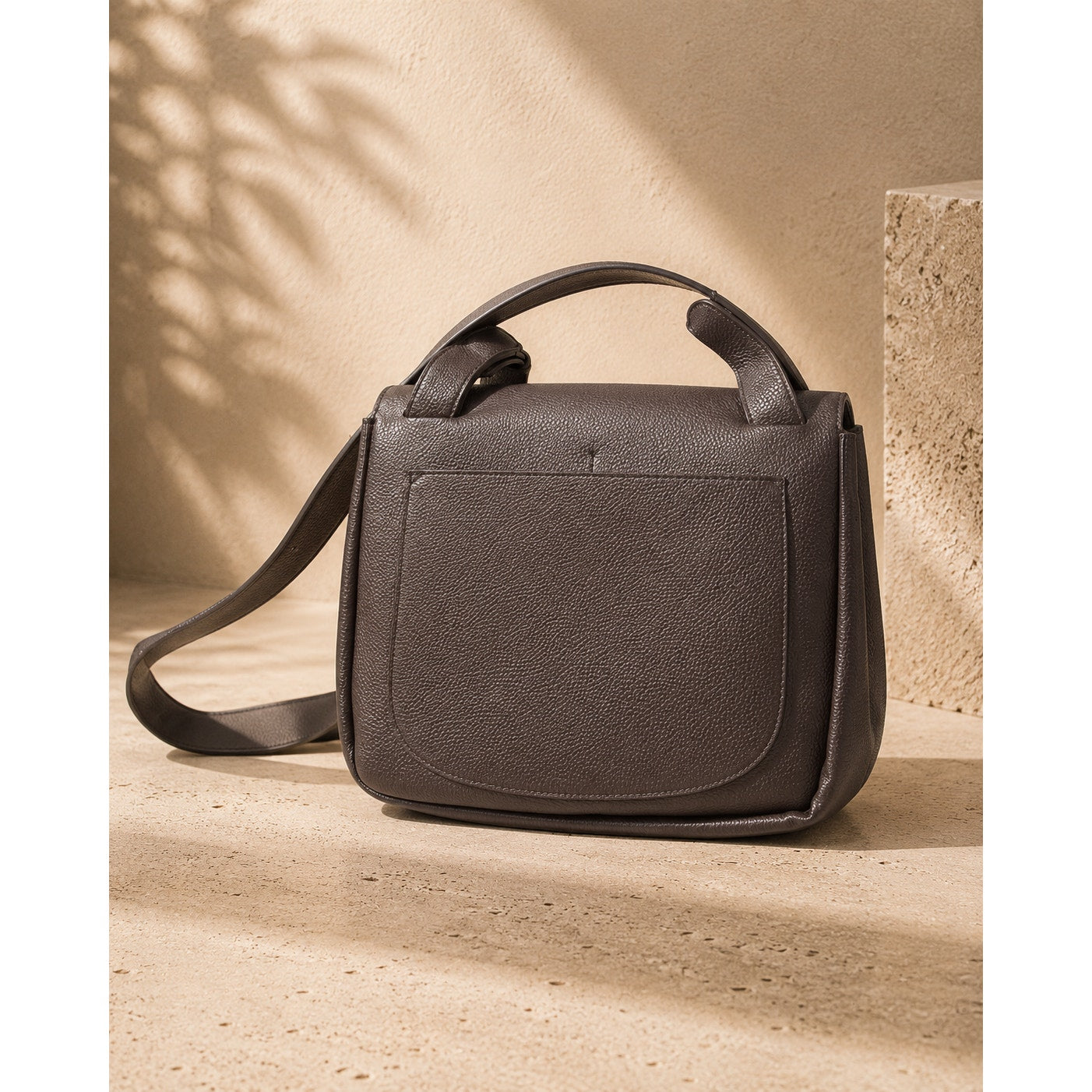 The Row Small Ash Gray Front Flap Mail Bag Calfskin Leather